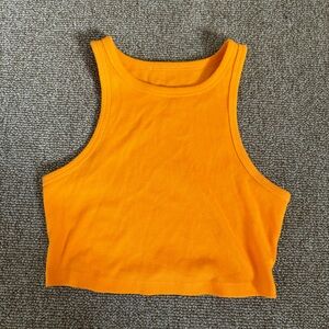 Vibrant Orange Ribbed Tank Top